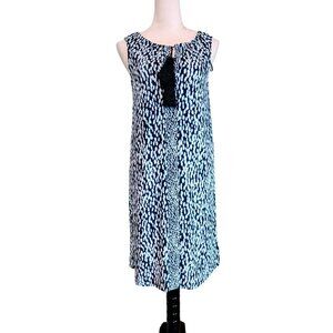 Michael Kors Blue White Sleeveless Shift Dress Office Career Workwear XS